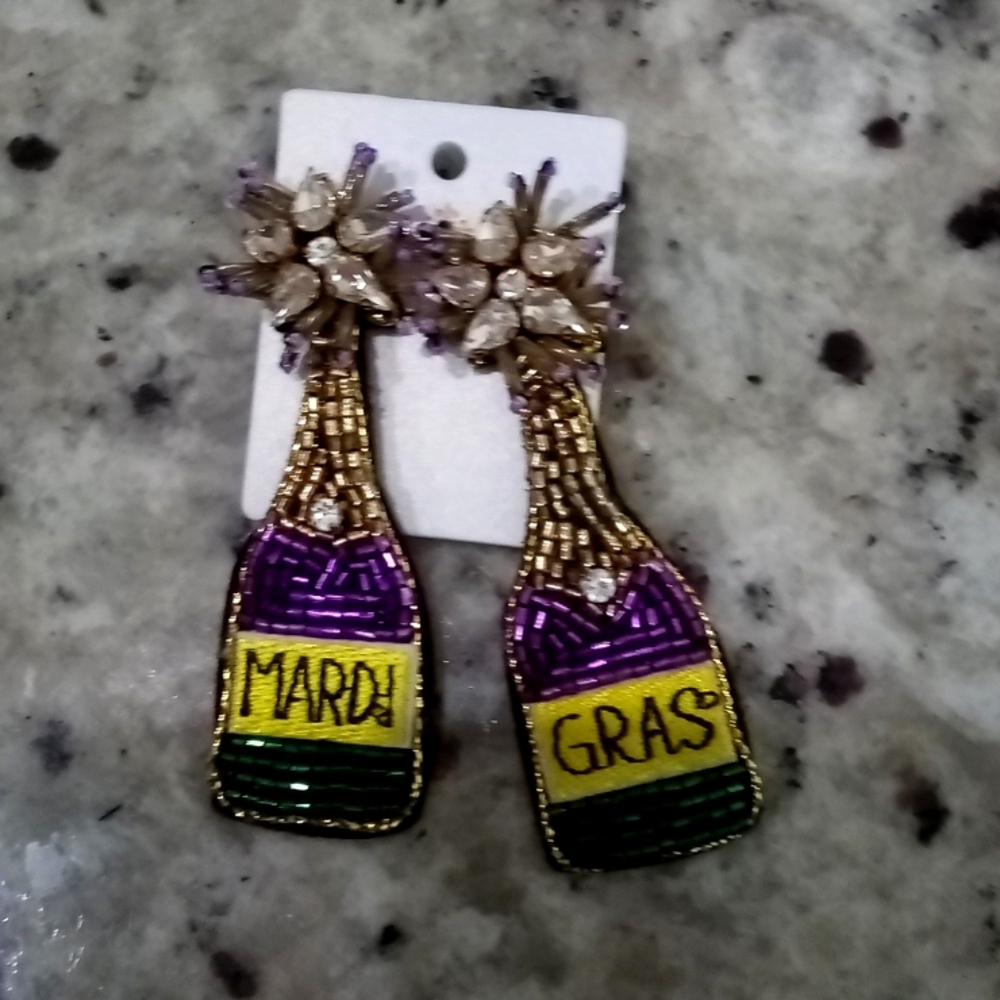 Mardi Gras beaded earrings